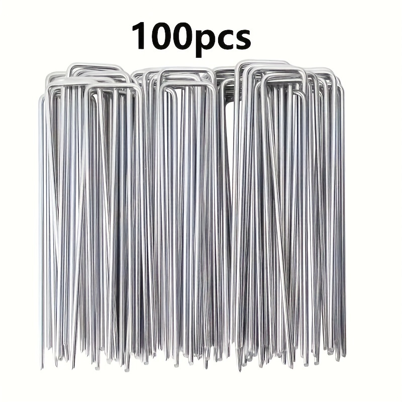 

100pcs Zinc Alloy U-shaped Stakes - Heavy- Galvanized Steel Anchors For Securing , , And - - And -to-