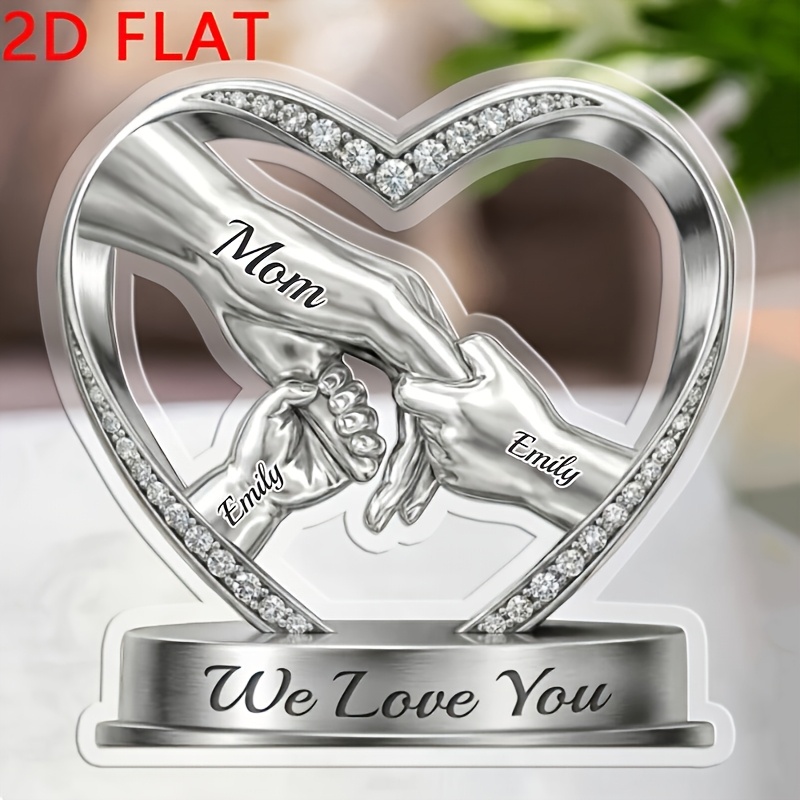 TEMU [2d Flat] [2d Flat] Custom Acrylic Hand-in-hand Decorative Plaque - Mother's Day/birthday Personalized Gift For Mom, Grandma -
