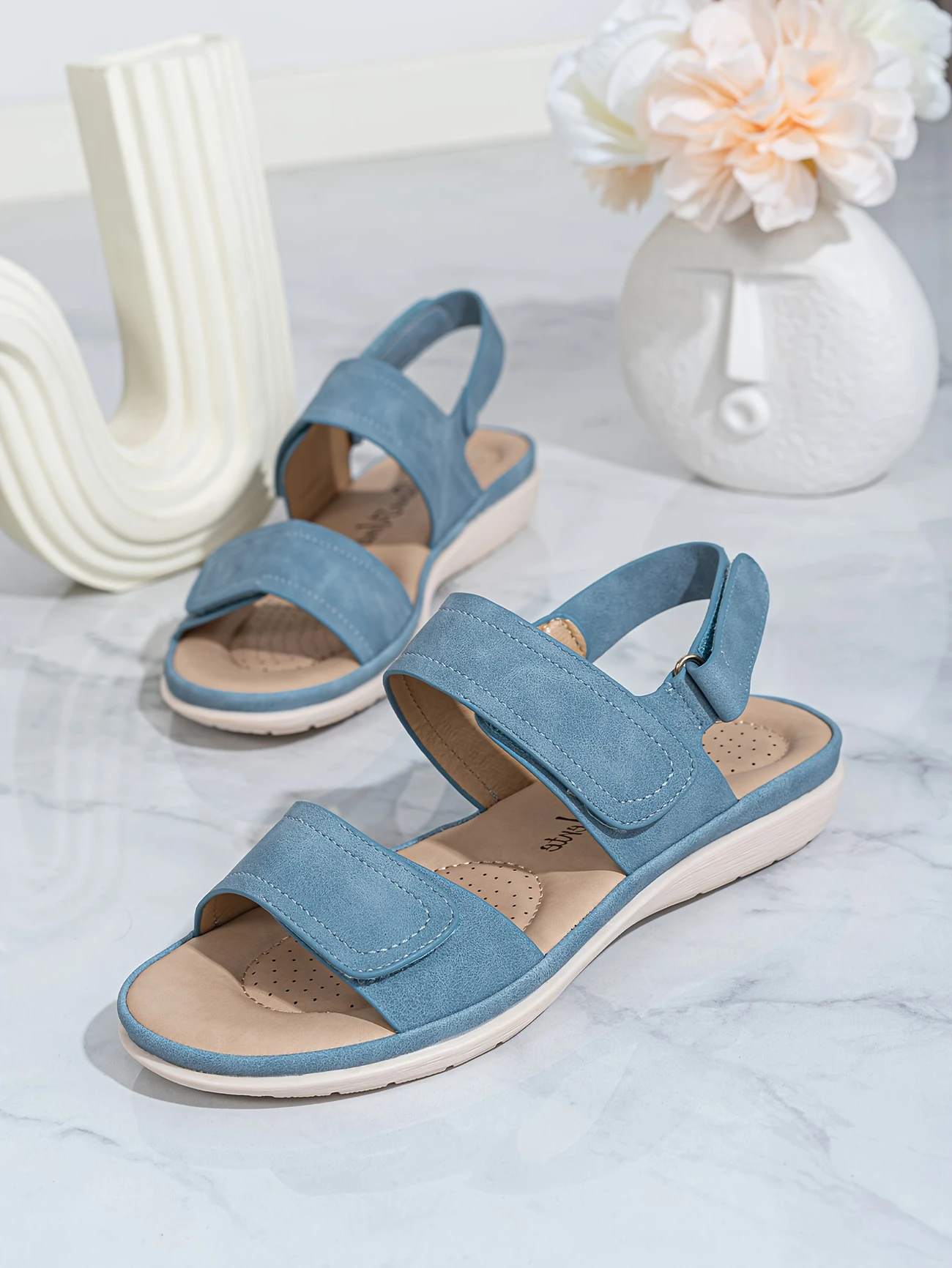 womens wedge solid color sandals ankle strap soft sole platform shoes non slip summer details 9
