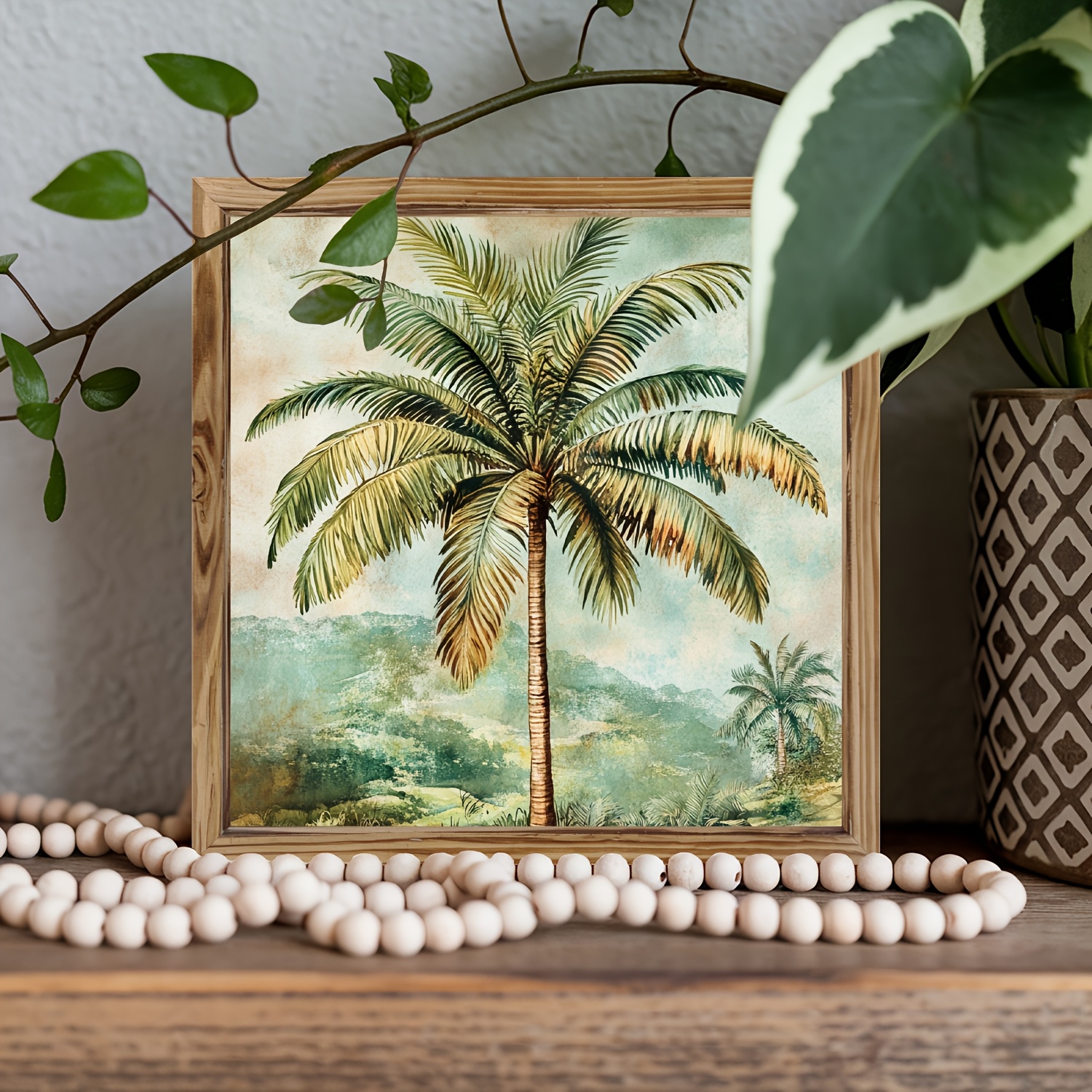TEMU 1 Retro Palm Tree Wooden Sign - Reclaimed Wood Wall Art & Desk Decor, Tropical Home, Office Or Beach House Inspired Gift, Tree Figurine