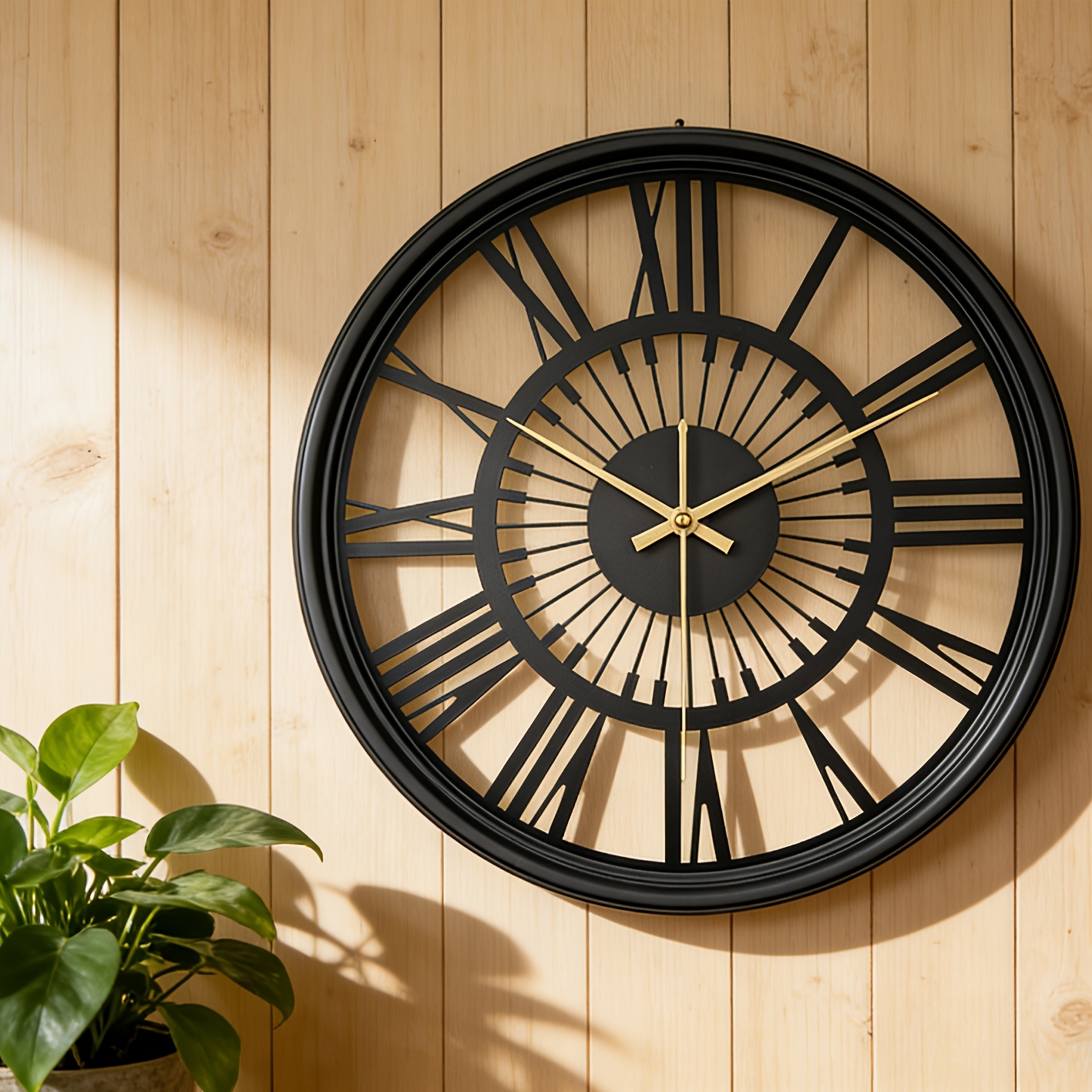 TEMU 1pc Metal Silent Clock For Home Use, Wall Clock For Living Room, No Ticking Sound, Artistic Decorative Clock, Bedroom Wall-mounted 3d Wall Clock