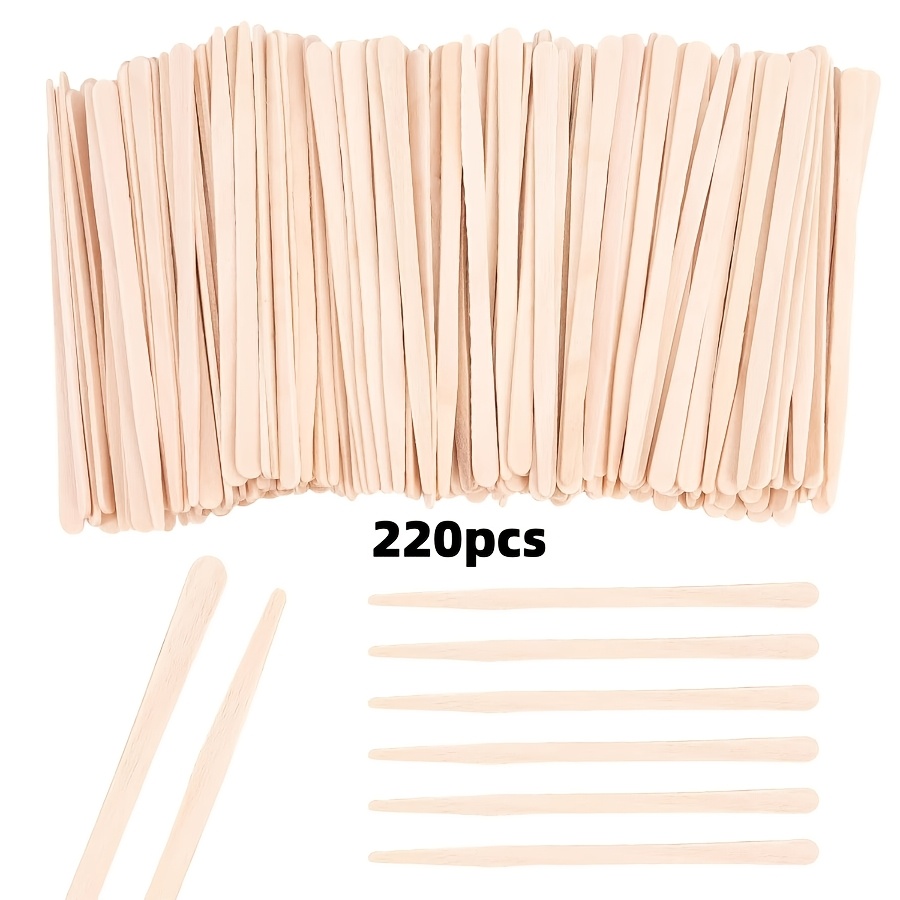 TEMU Lot de 54/140/220 bâtonnets de bois pour épilation à la cire, petites spatules-bâtonnets applicateurs de cire, bâtonnets artisanaux en bois,