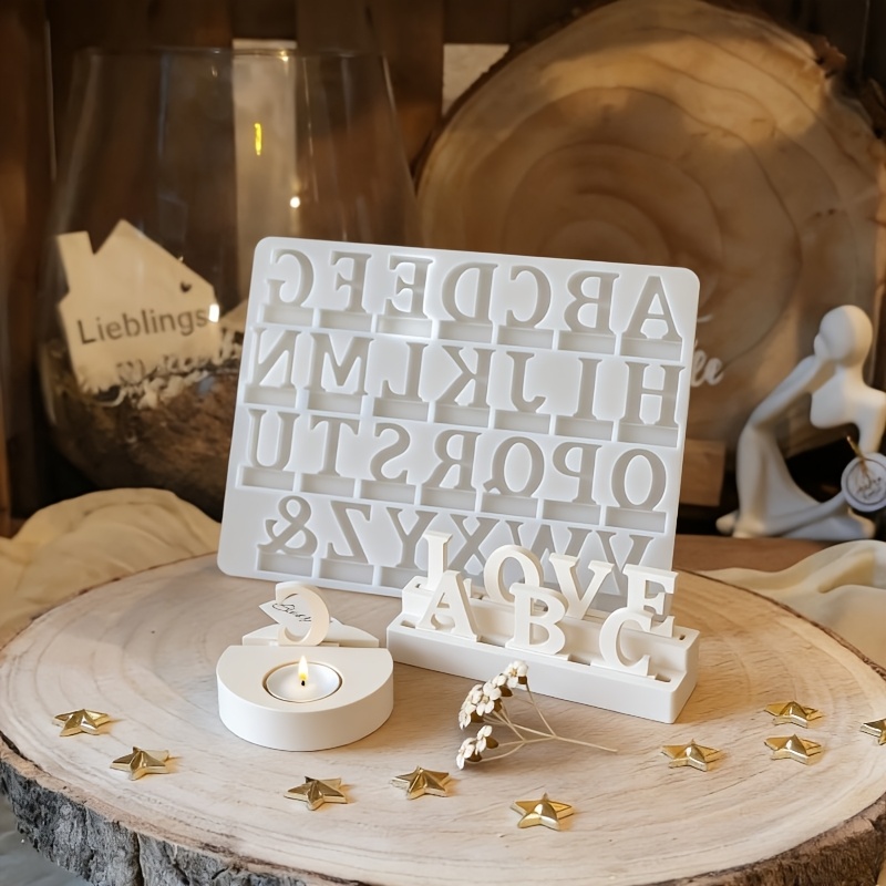 Image of Alphabet Plug Decoration Silicone Mold, English Letter Statement Display Stand, Aromatherapy Plaster Mold, Candle Making Mold
