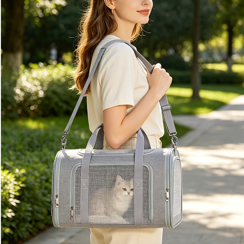 soft foldable   for small medium   up to   breathable portable travel pet transport crate halloween christmas holiday outdoor puppy kitten handbag gray black Product details 2