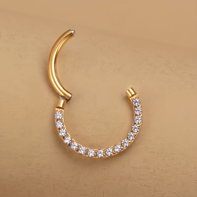 E-shop 1 Stück 316L Edelstahl Glänzender Synthetischer Zirkonium Nasenring Scharnier Clicker Nasenring Septumring Ohrknochen Conch Tragus Helix Ohrring