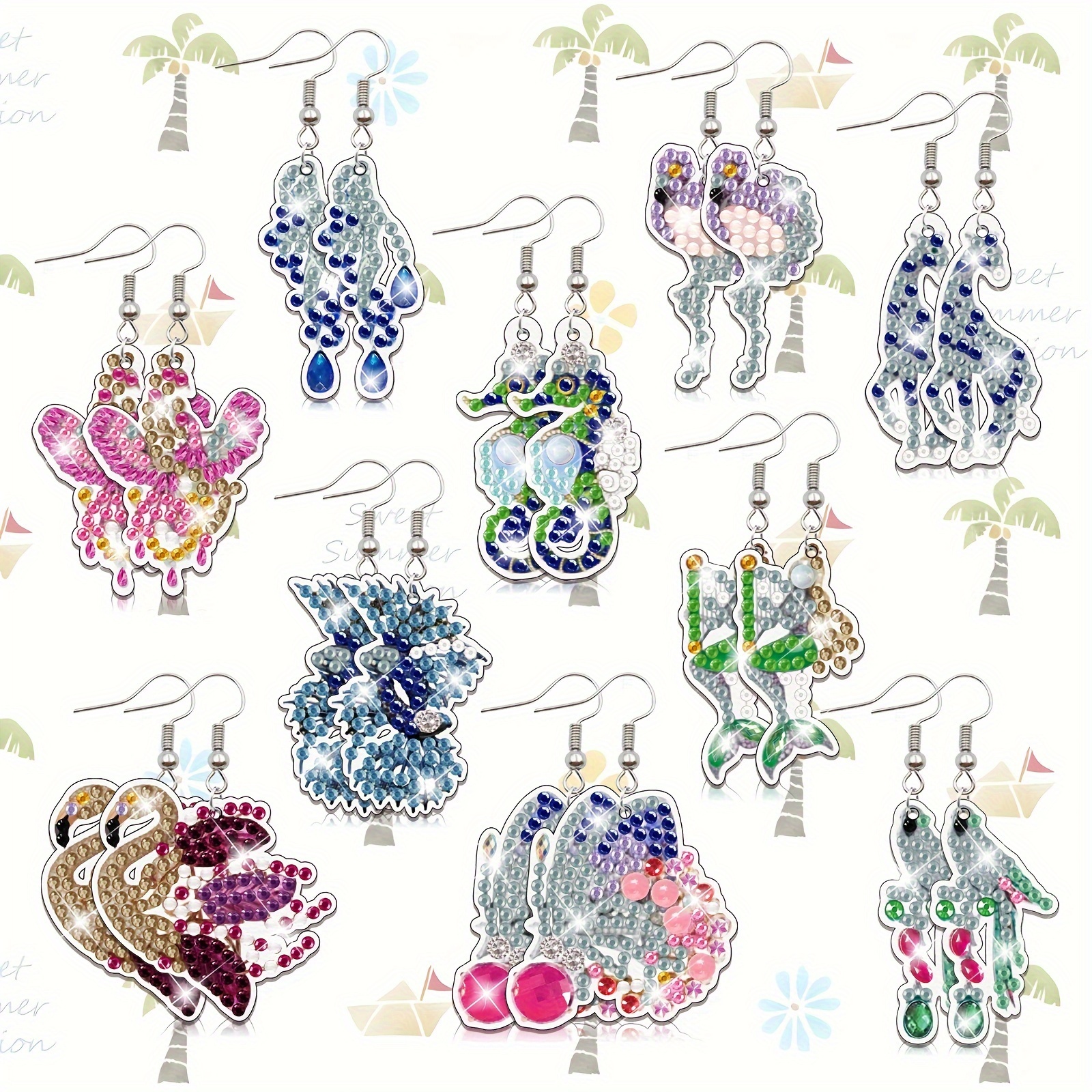 TEMU 10 Pairs, Shaped Diamond , Double-sided Diamond , 5d Diamond Painting Painting Kit, Jewelry Making Kit, Handicraft ,