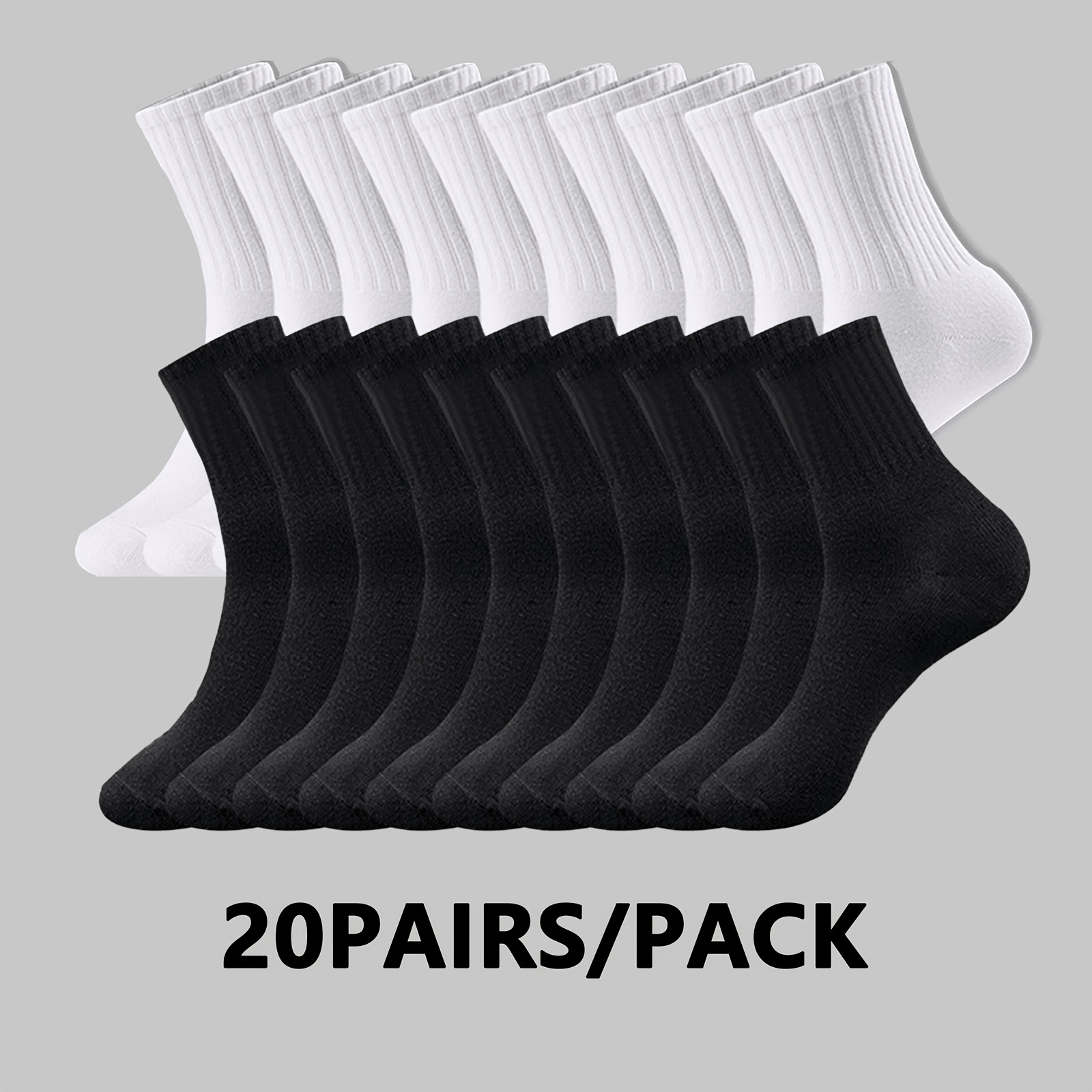 

20pairs Autumn And Winter Mid-calf Socks For Men And Women, Simple Solid Color Socks, Comfortable And Soft, Very Suitable For Matching