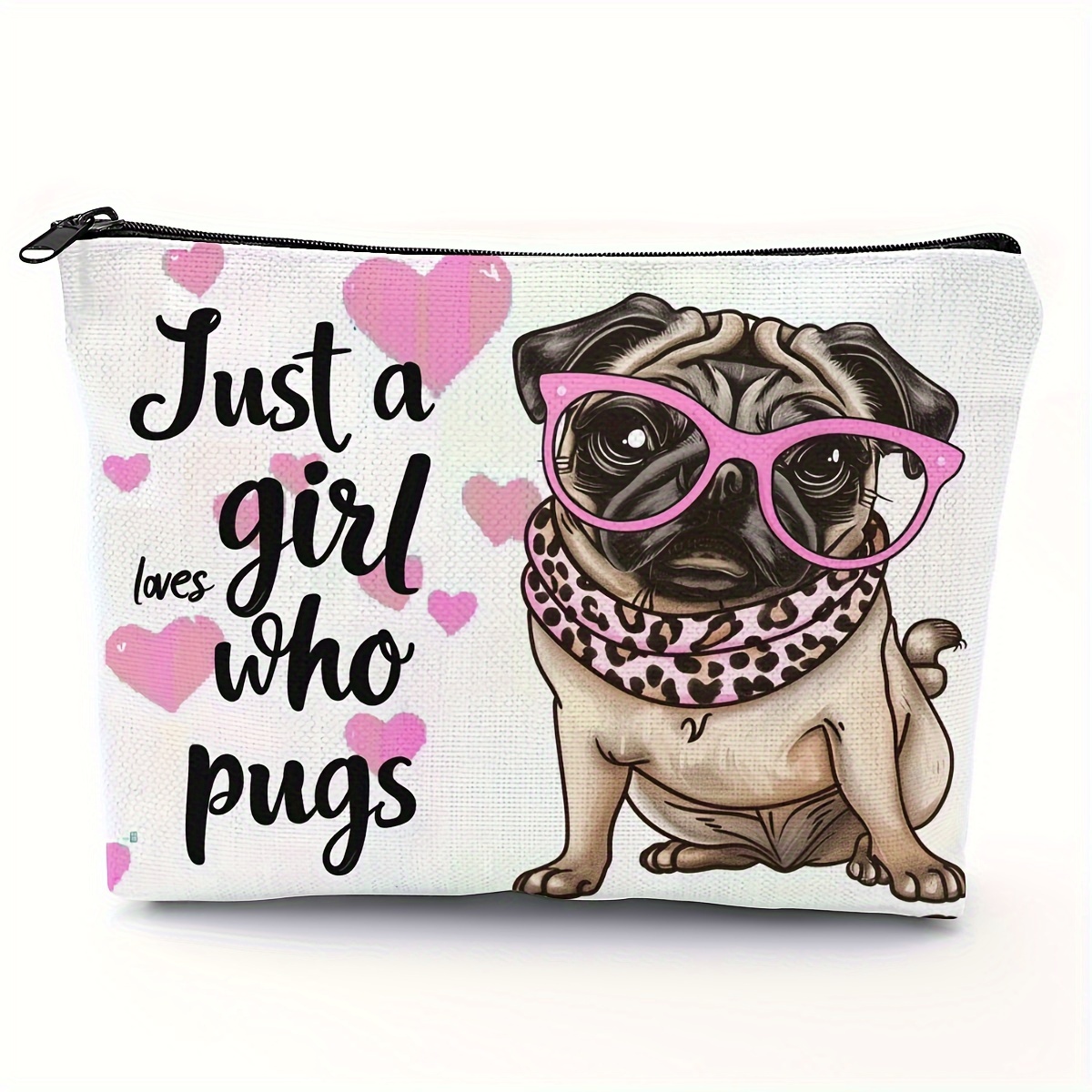 

Pug : Polyester Makeup Bag With Zipper - Perfect Gift For Dog Enthusiasts & , 5.51 X 8.66 Inches, , Dog Groomer, Makeup Bag, Pug