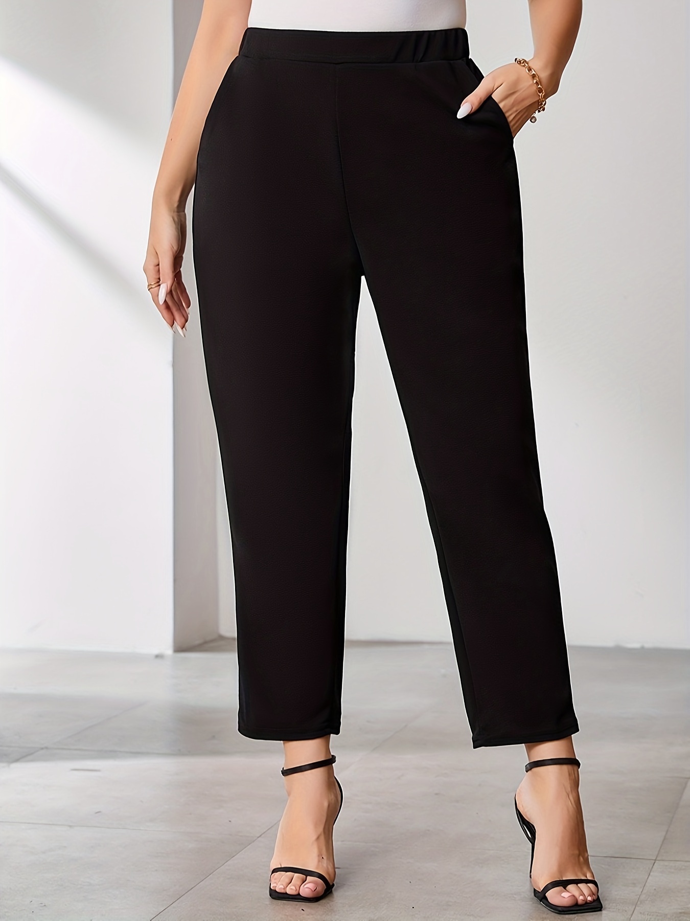 Womens High Waist Pants Office Work Casual Tapered Trousers