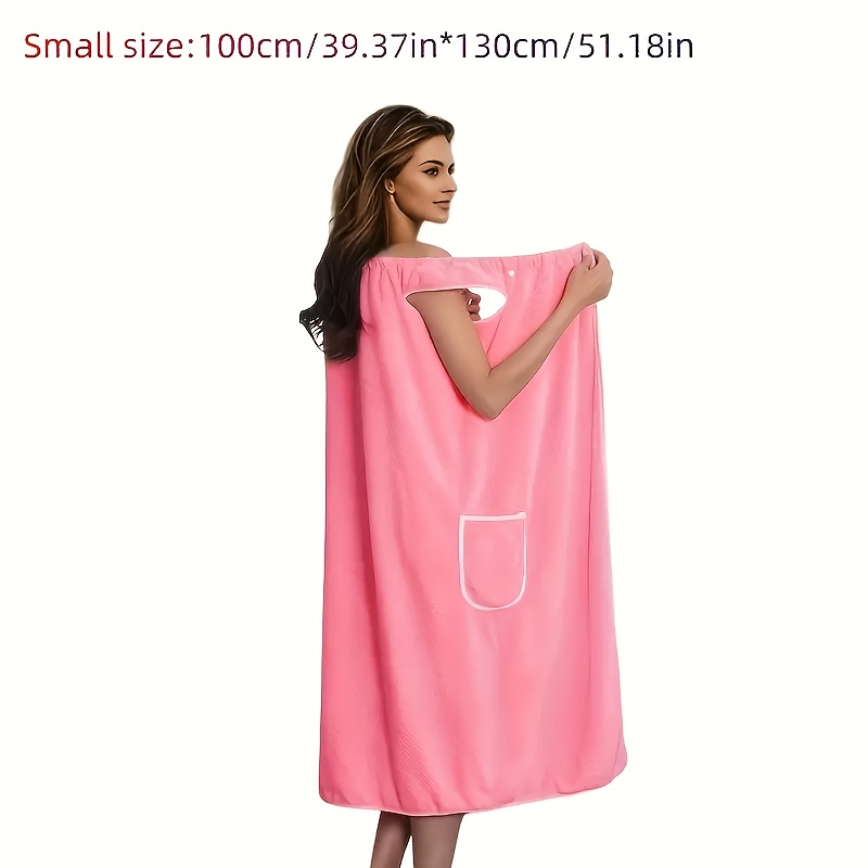 TEMU Women's Wearable Bath Towel Wrap, Ultra Soft And Skin-friendly, Super Absorbent And Quick Dry, Pocketed Adult Wearable Bathrobe, Essential For