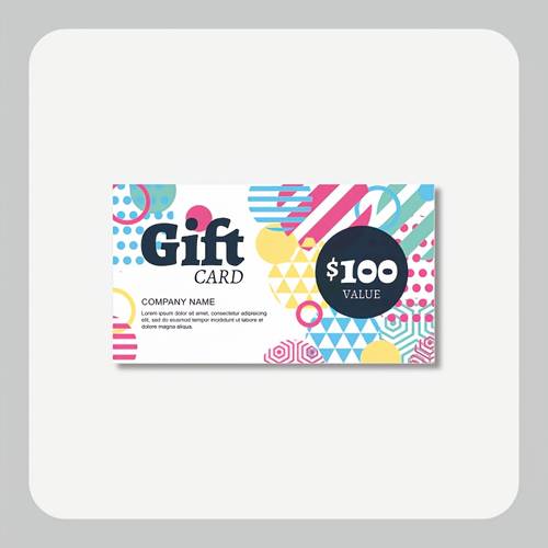 99 199 499 999 custom gift cards matte geometric pattern 300g coated paper personalized coupon to 1000 volume discounts apply for corporate events promotions customer rewards