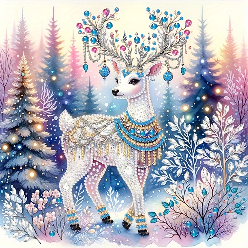 

Festive Christmas Reindeer Diamond Painting Kit: 5d Diy Special Shape Crystal Drill Partial Diamond Painting Kit For Home Decoration And Surprise Gifts