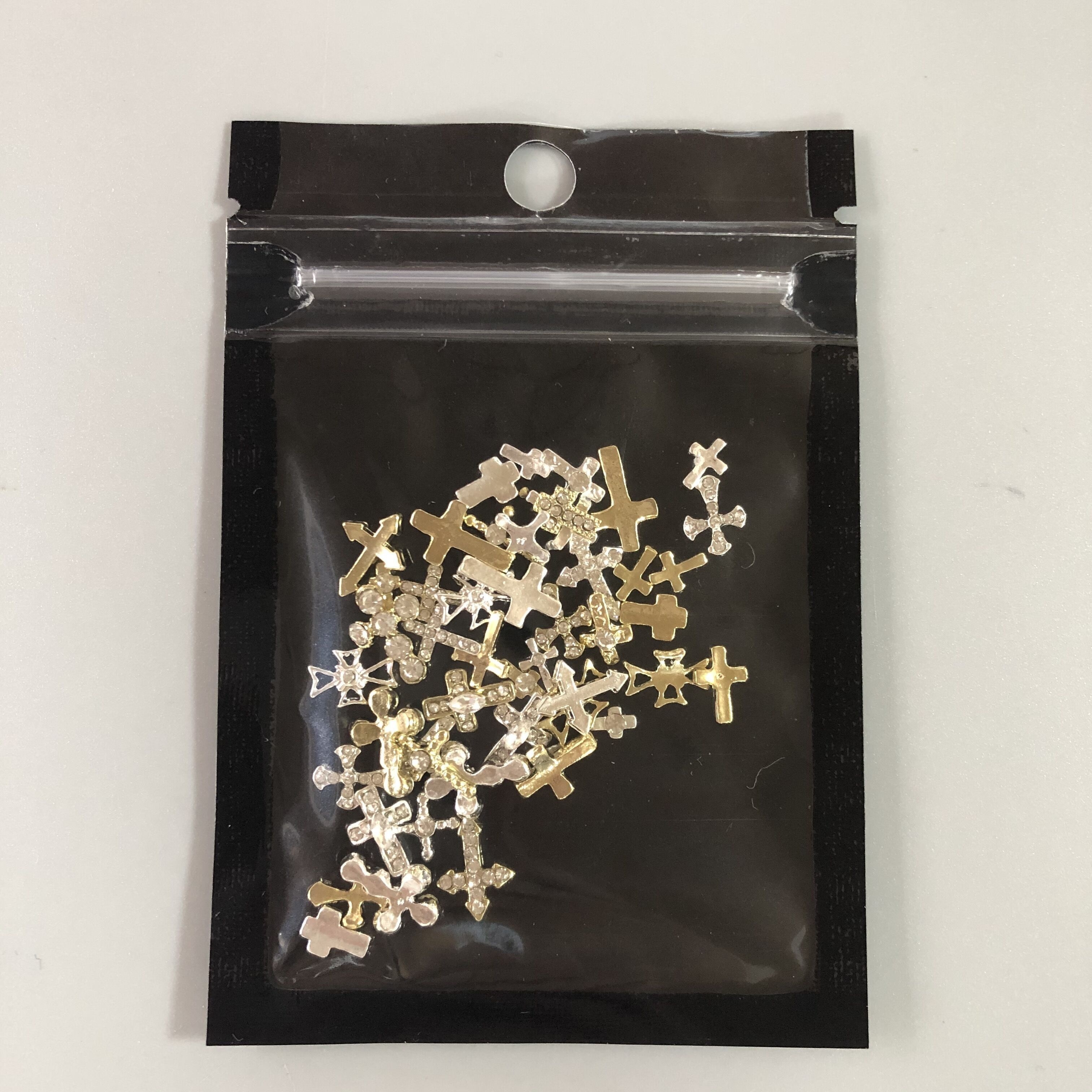 Image of Large Pack Of 48pcs Featuring A Trendy Assortment Of 3d Easy Alloy Shiny Cool Cross Nail Art Charms, Perfect For A Touch Of Retro To Your Manicure. This Princess Series Includes Acrylic, Metal