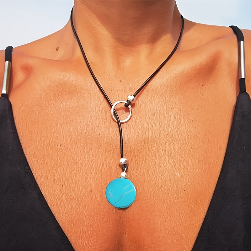 E-shop Vintage-Style Bohemian Style Türkis Anhänger Linienkette, geeignet für den täglichen Gebrauch und Strandurlaub