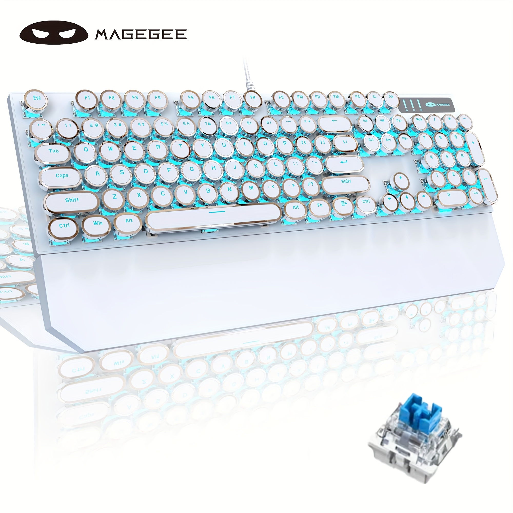 Mechanical Retro Typewriter Keyboard blue hot switches