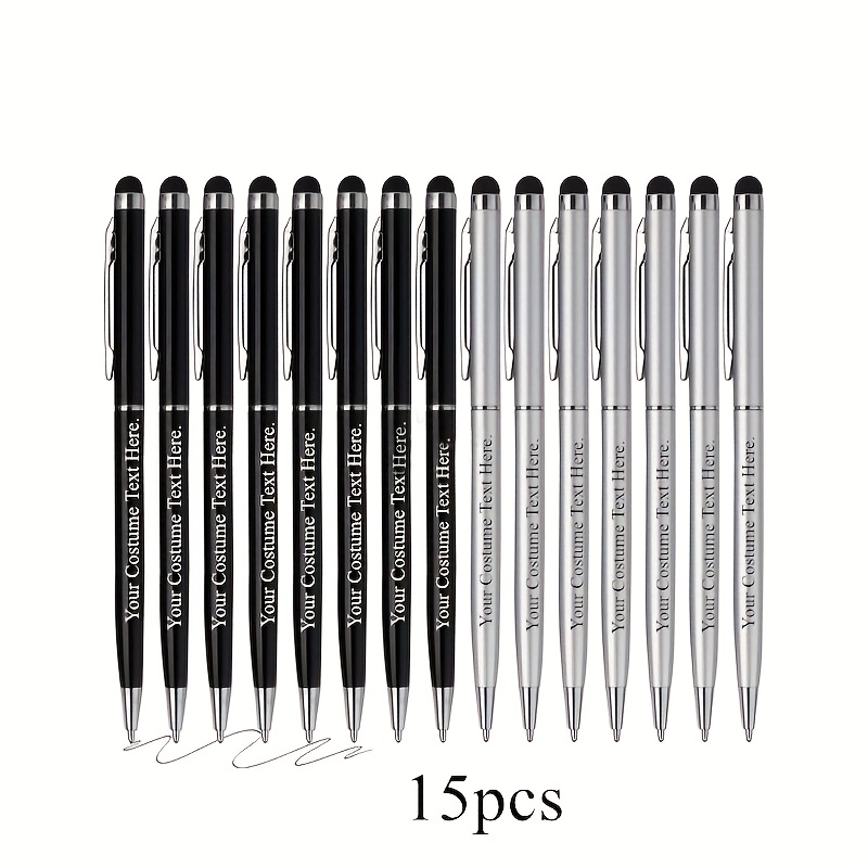 TEMU Personalized 6pcs/15pcs Stylus Pen Set For Touch Screens - Compatible With Phones, Tablets, - 2-in-1 Ballpoint Pens With Black Ink