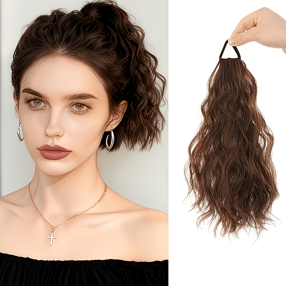 TEMU エクステンデッドウェービーポニーテール ヘアアクセサリー - 女性向け 便利なクリップインカーリーヘア 自然な仕上がりで瞬時にロングヘアスタイル効果 軽量で普段使いやお祭りに最適