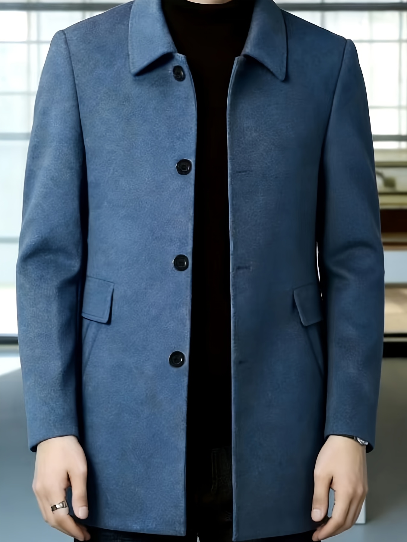 [Wanrenshan OBM] 2025 American Style New Men'S Casual Classic Versatile Solid Color Side Double Pocket Easy Design Handsome Dad Wrinkle-Resistant Non-Iron Single-Breasted Light Luxury Trench Coat