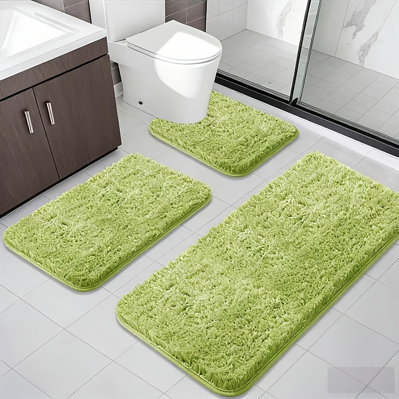 TEMU 3pcs Memory Foam Bath Mat, Ultra Soft, Plush Standing Mat. Features U-shaped Toilet Outline. Extra Thick. Super Absorbent Soft Mat, Perfect For