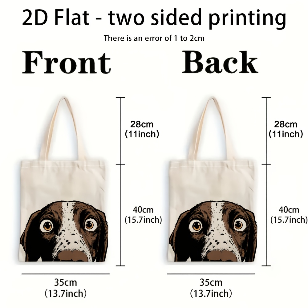 TEMU 1pc, Large Capacity Canvas Tote With A 2d Flat Print Measuring 13.7x15.7 Inches, Featuring A Design Of Big- German Shorthaired Pointer. This