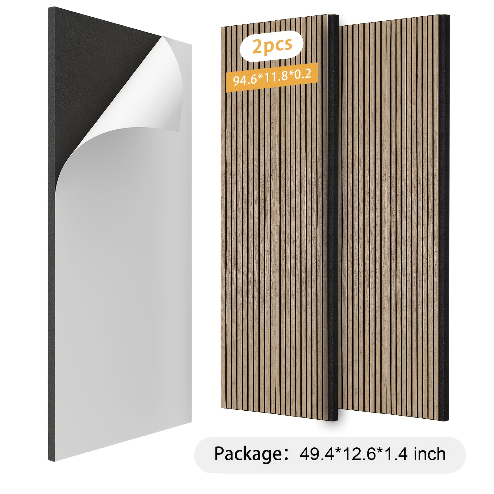 TEMU 2-pack Extra-long Acoustic Wall Panels With Self-adhesive Backing, Single 94.6" X 11.8" - For Home Theaters, , Living Rooms, Bedrooms | Without
