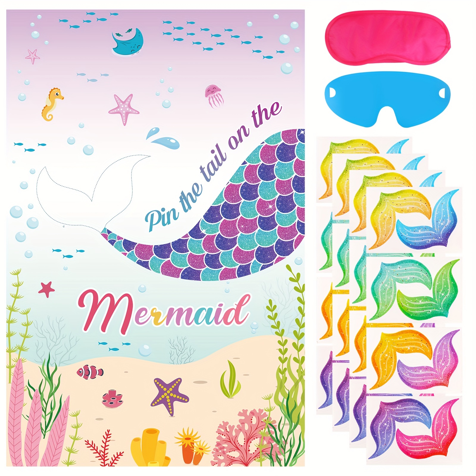 Pin The Tail On The Mermaid Party Game For Kids Under The - Temu