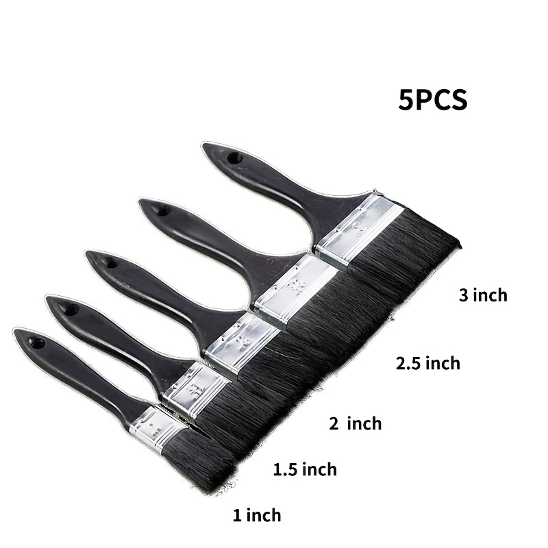 TEMU 5pcs Paint Brush Set, 1/1.5/2/2.5/3inch High-density Bristles, Suitable For Wall Repairs, Painting, Furniture Renovation, And Projects
