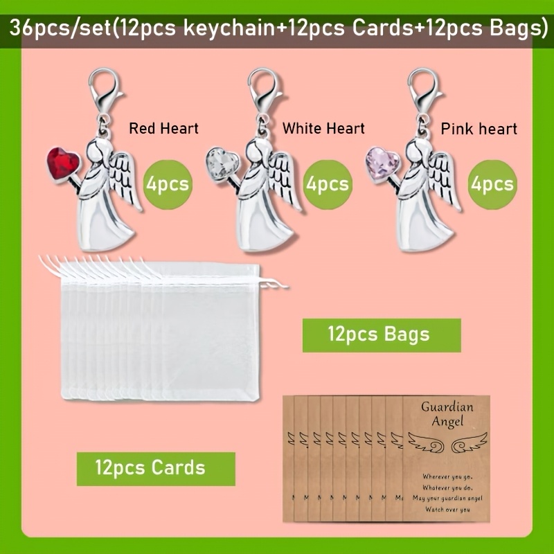 Image of 36pcs/12sets Keychain 12 Cards + 12 Keychains + 12 Gauze Bags Halloween Thanksgiving Gift Keychain
