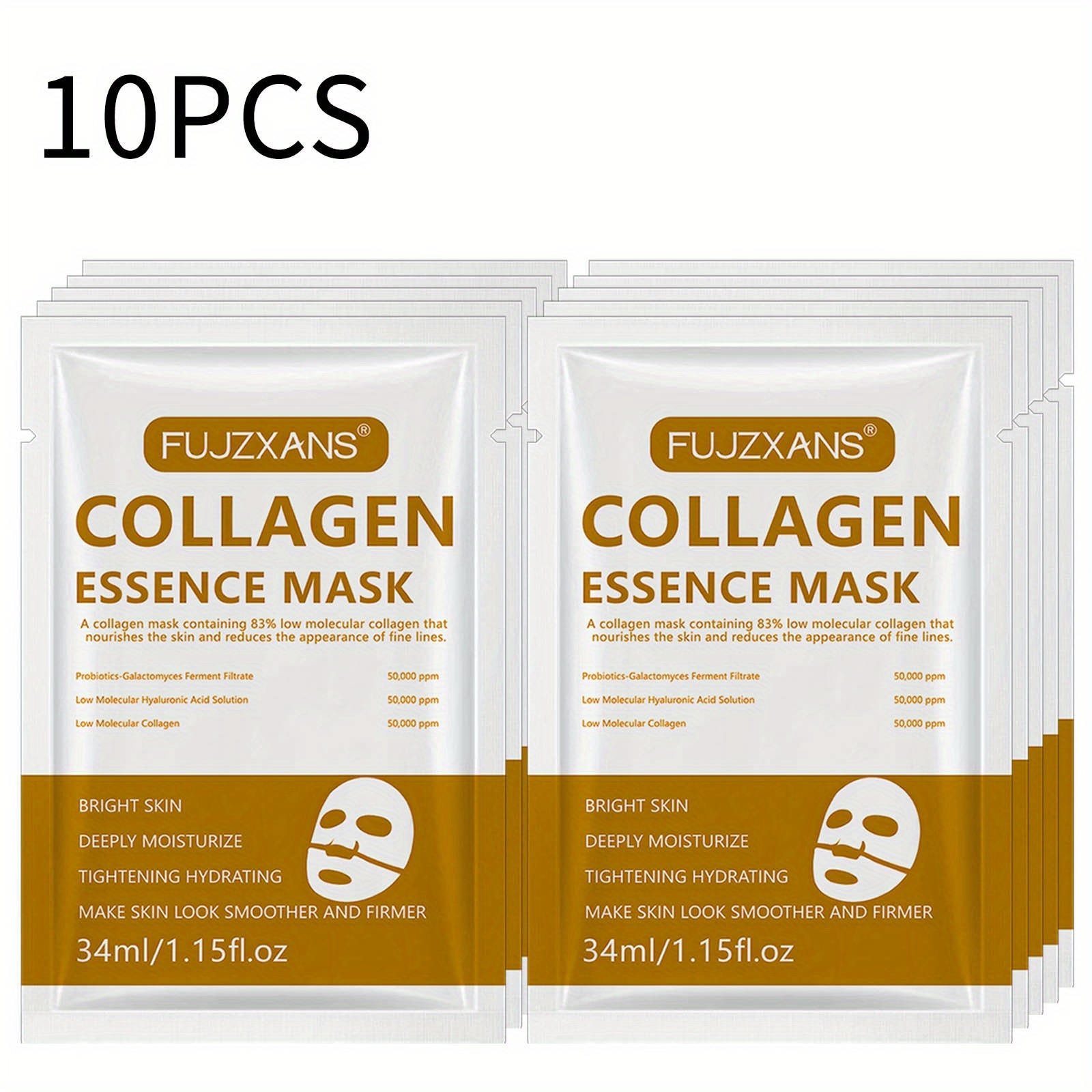 Image of 10pcs Collagen Facial Mask, Skincare; Make Skin -looking, Leave Skin Looking Healthy, Smooth, And With A Glow