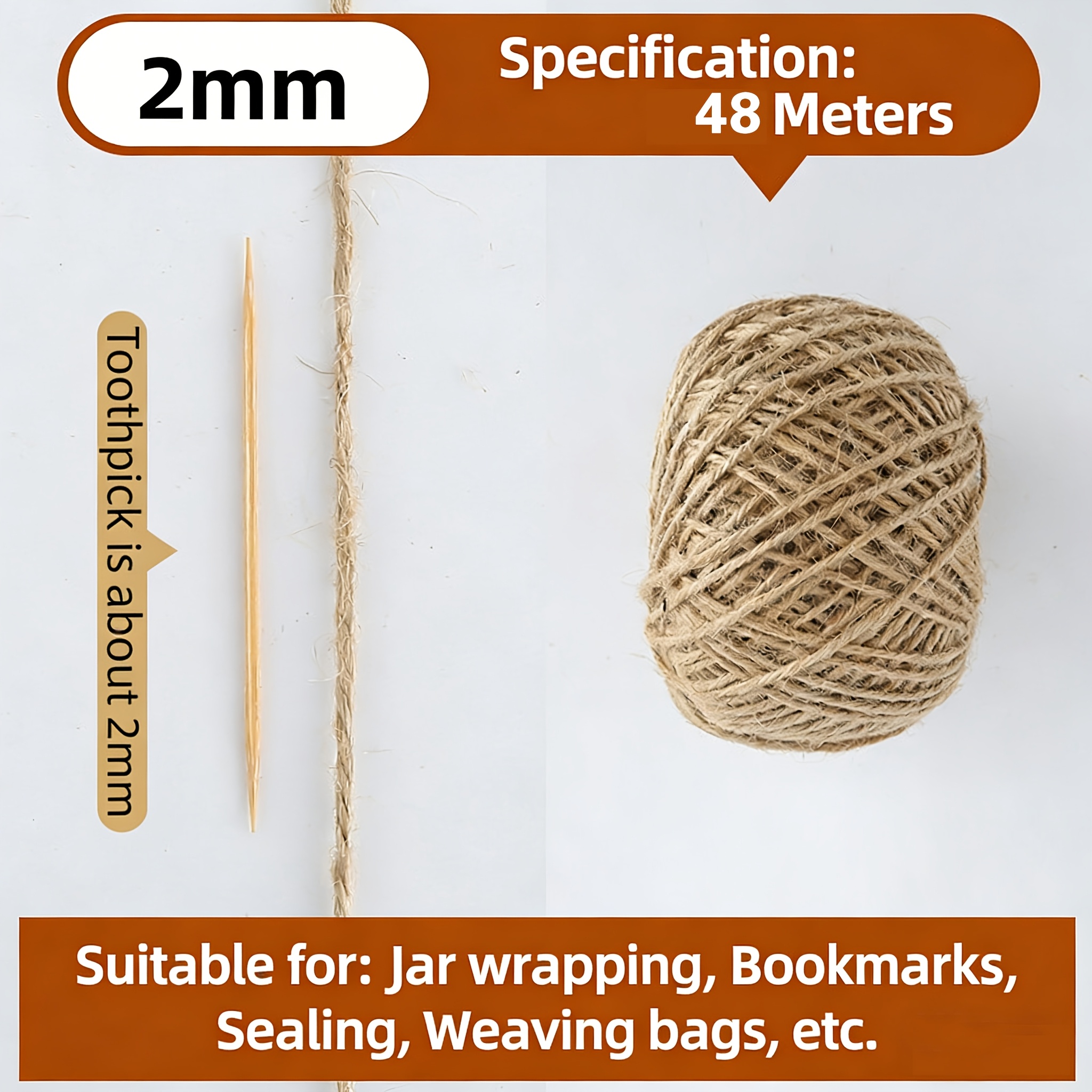 TEMU 1 Roll 48m Thickened Natural , Suitable For Plant Traction, Weaving, Gardening And Craft Packaging Rope, With Garden Bundling Knot, Available As