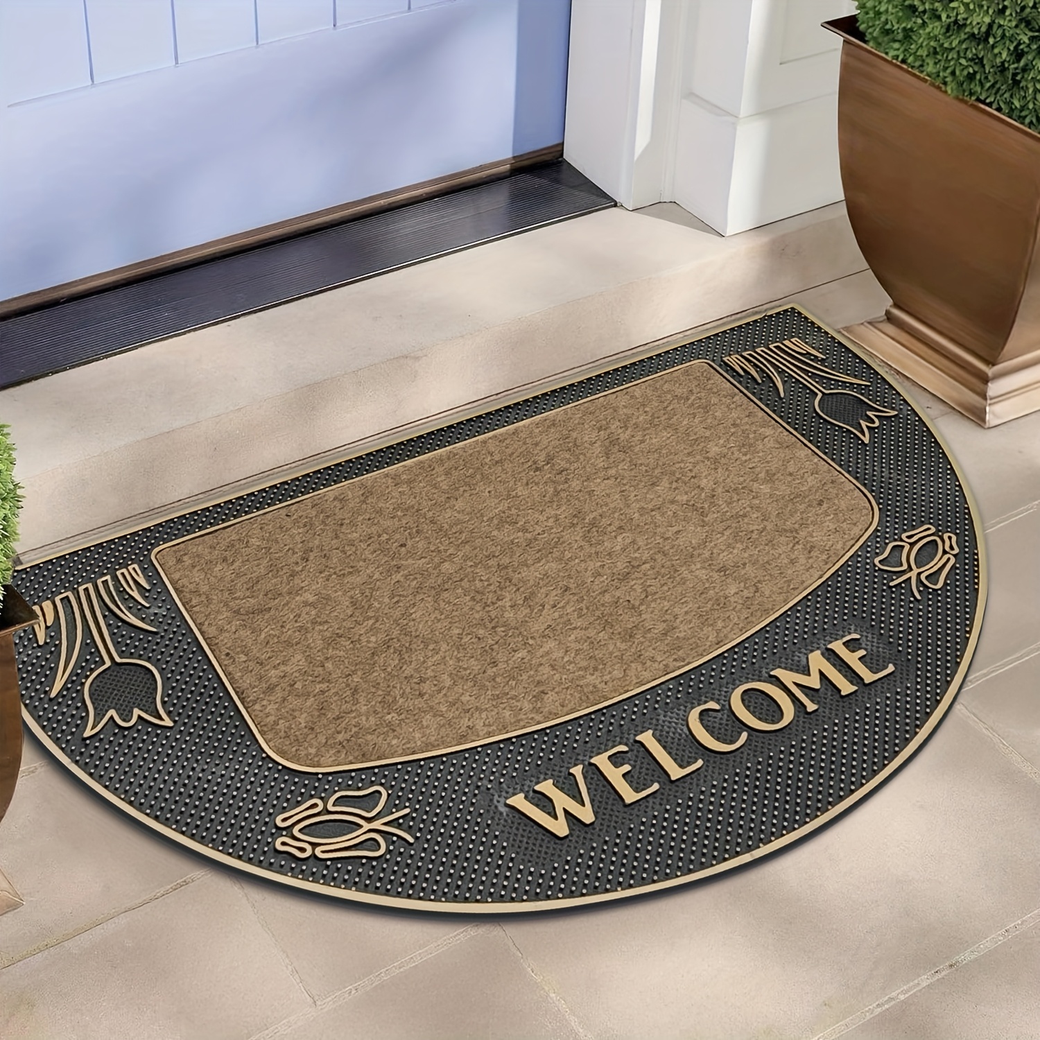 1pc Polyurethane Entrance Doormat Non-slip Mud Removal Outdoor Courtyard Water Absorption Durable Multifunctional Water-locking Doormat