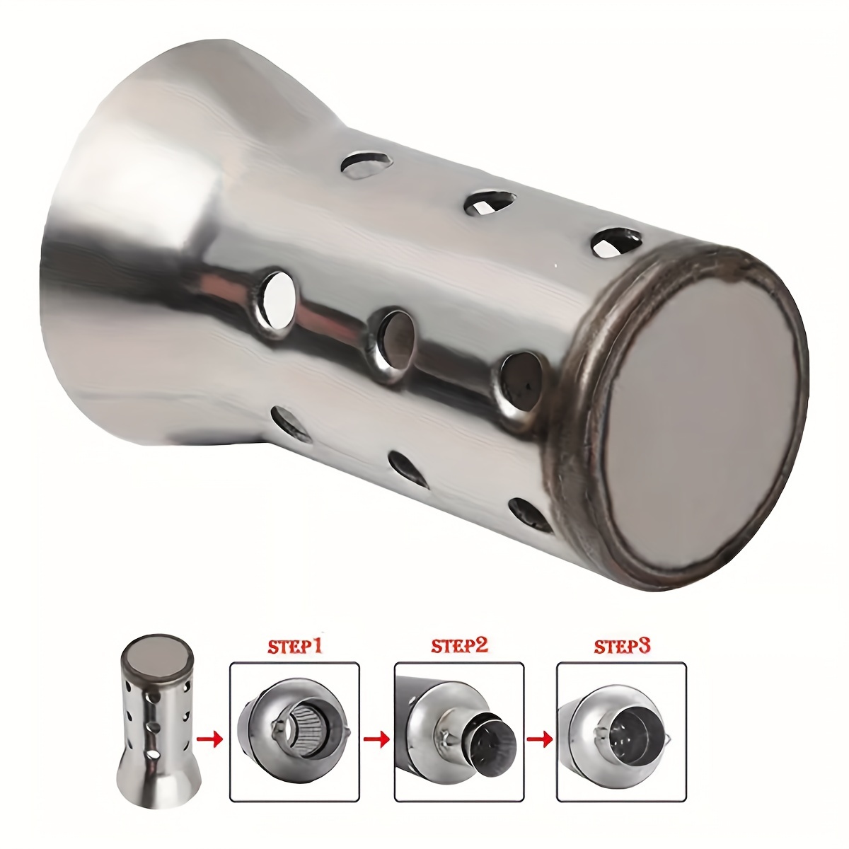 1pc stainless steel motorcycle db killer exhaust pipe   adjustable removable reduces deep notes for a more pleasant sound fits kawasaki for suzuki for honda yamaha for   details 4