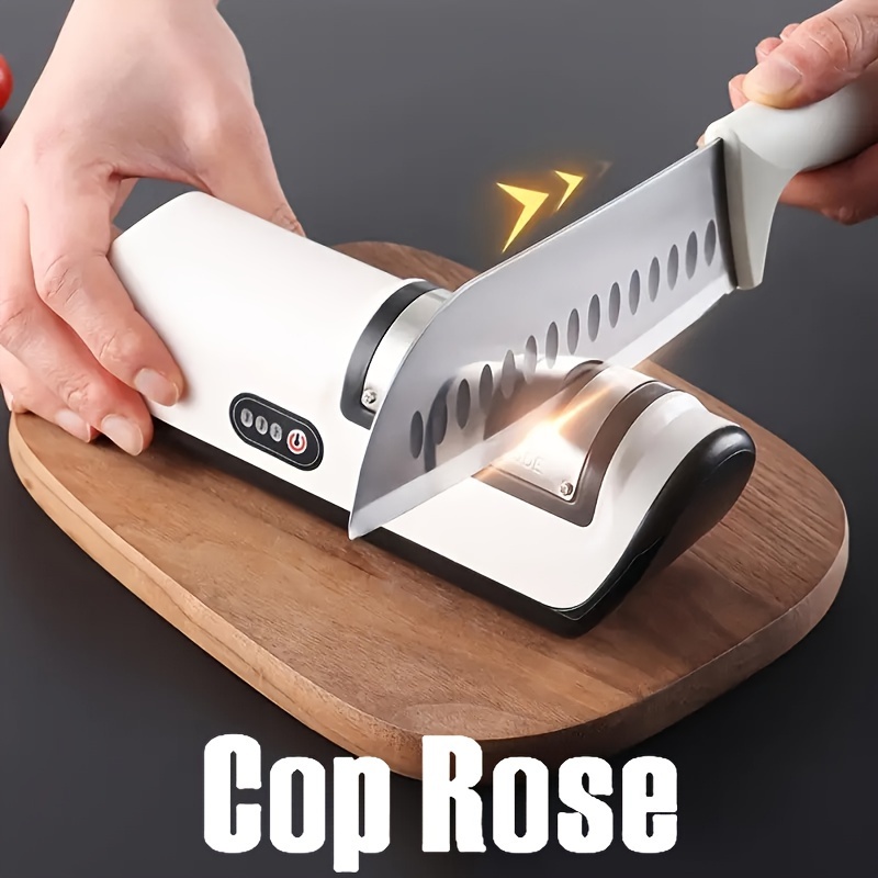 

Cop Rose Usb Rechargeable Electric Knife Sharpener - Fast, Efficient & Safe For All Kitchen Knives