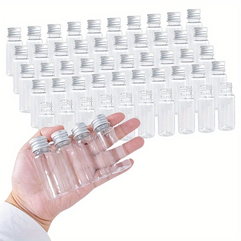 

20pcs, Plastic Bottles Aluminum (5/10/20ml), Small Clear Vials For , Decorations, Diy Crafts, Sample , Storage Containers