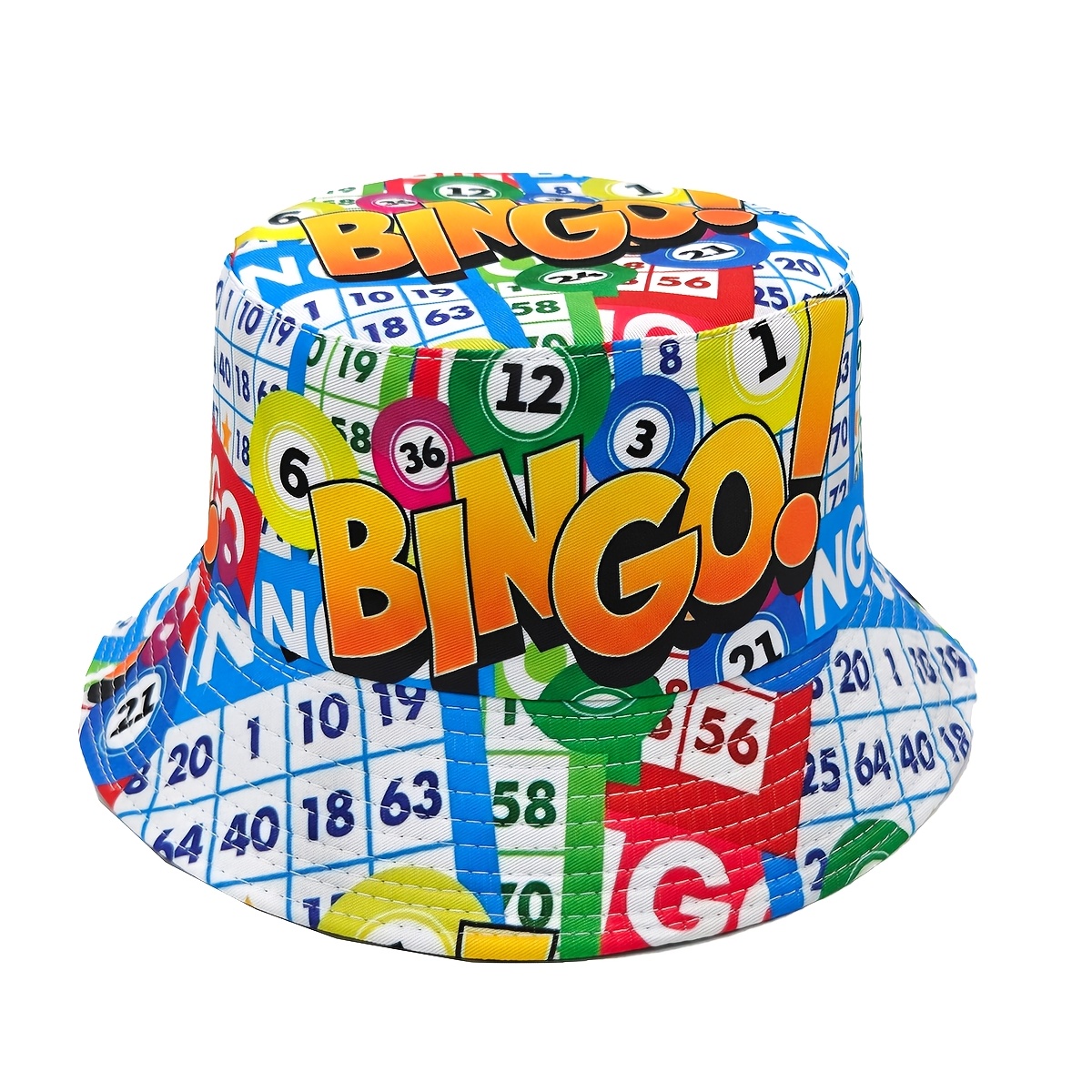 TEMU Novelty Bingo Bucket Hat For Men Women, All Bingo Game Numbers Funny Fisherman Hat, Fits Most, Soft Comfortable Foldable Casual Hat For Wear Vacation