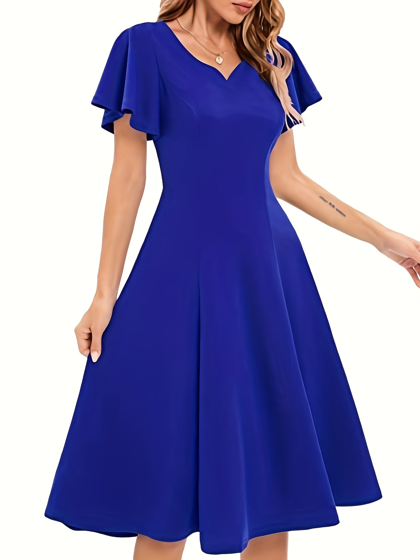 immagine dell'articolo elegante abito  -estate per donna con scollo a cuore, maniche a balze e   largo