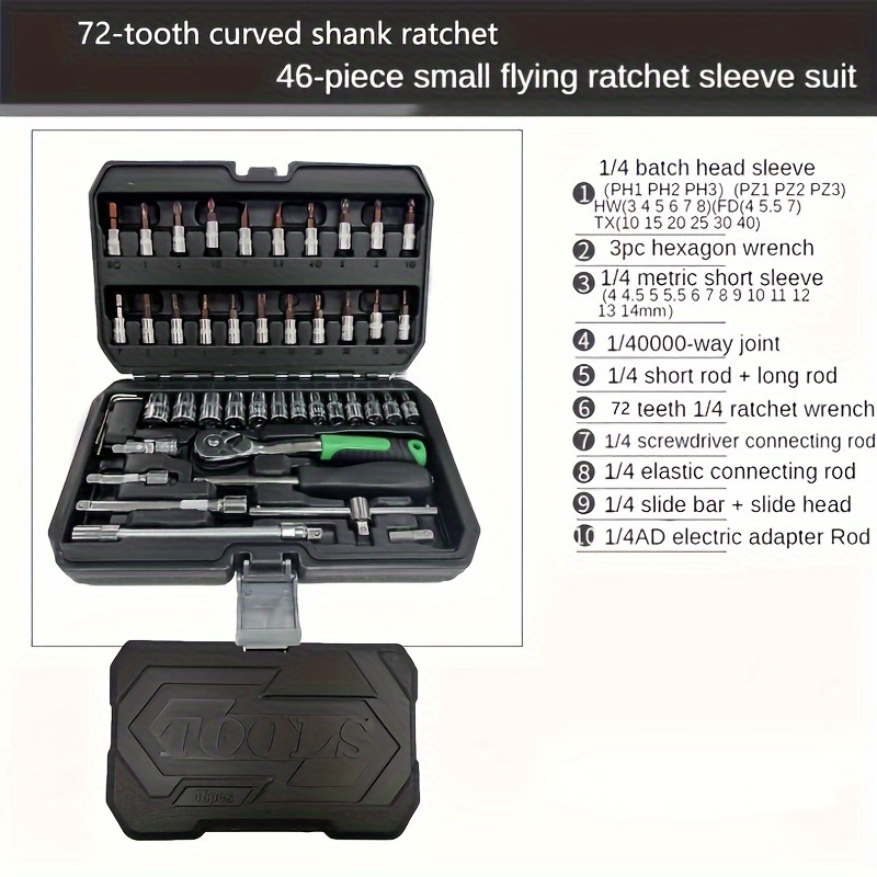 TEMU A Multi-functional Tool Set With A Durable Carrying Case, Providing A 46pcs Tool Set Suitable For Home, Garage, Car, Motorcycle And Bicycle Maintenance - The Perfect Gift For Fathers