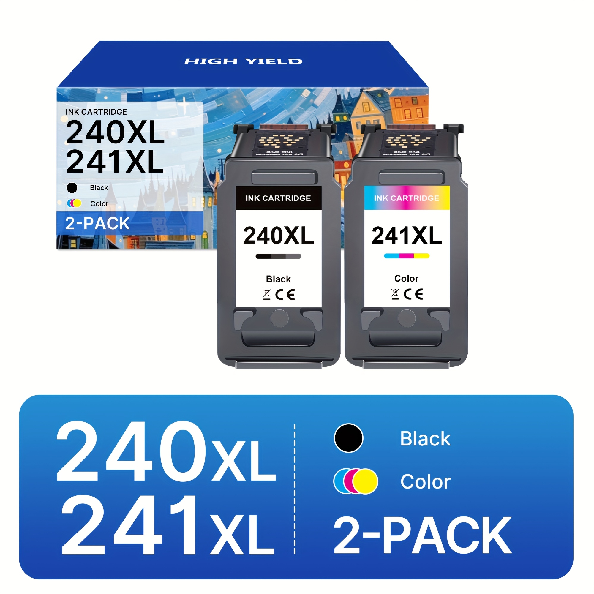 TEMU Lot de 2 cartouches d'encre de rechange PG-240 XL/CL-241 XL pour pack combiné Canon pour Canon TS5120, MG3620, MG2120, MG3120, MG4120, MG2220
