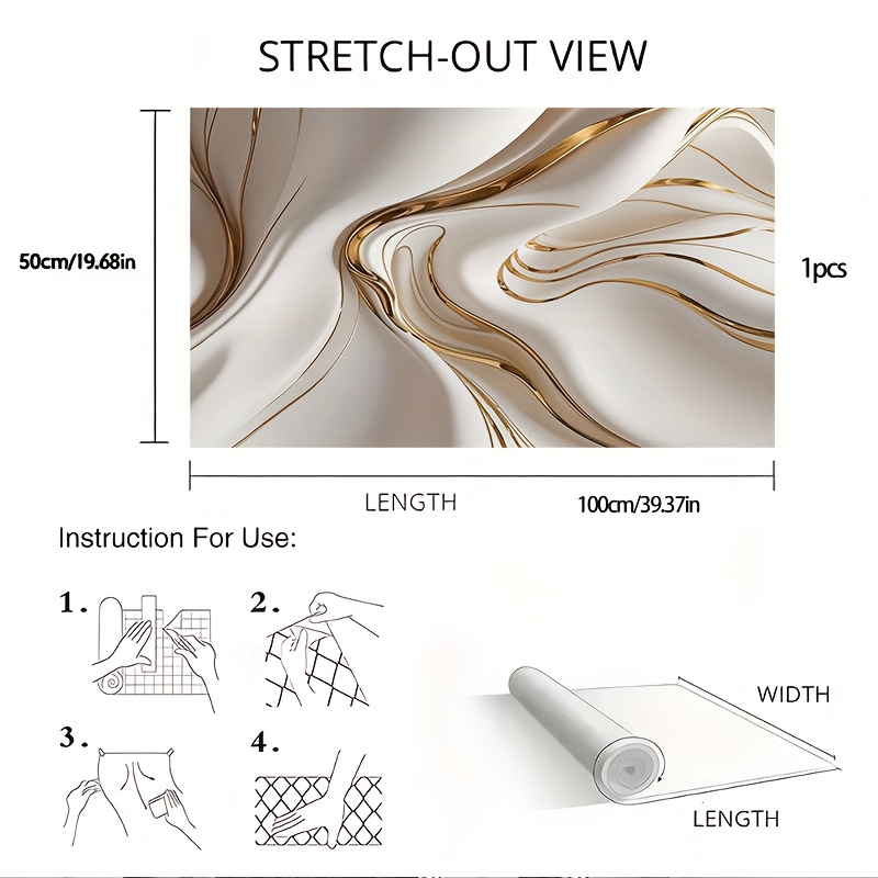 TEMU 1pc Golden Self-adhesive Waterproof Pvc Vinyl Film Suitable For Office, Cabinets, Desks, Drawers - Removable Heat & Oil Resistant Protective
