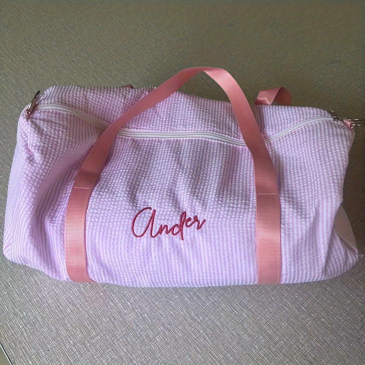 TEMU [name Customization] Bubble Yarn Luggage Bag, Handbag, Single Shoulder Bag, Large Capacity And Lightweight, Embroidered Name Customization,