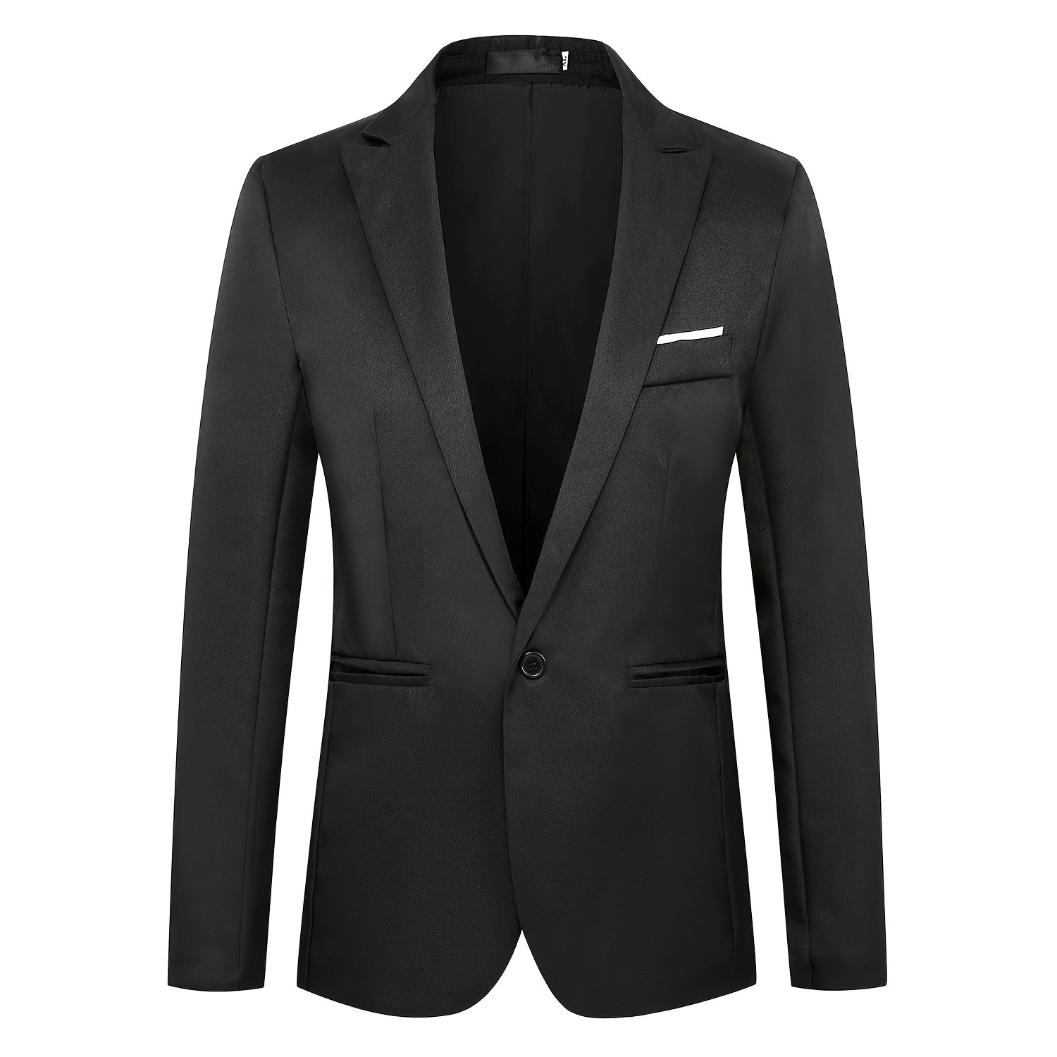 Men's Slim-Fit Casual Single-Breasted Blazer - Solid Black Lightweight Spring/Fall Jacket with Notch Lapel, Tailored Office & Social Wear, Hand Wash/Dry Clean, Casual Men's Wear | Slimfit Blazer | Tailored Blazer