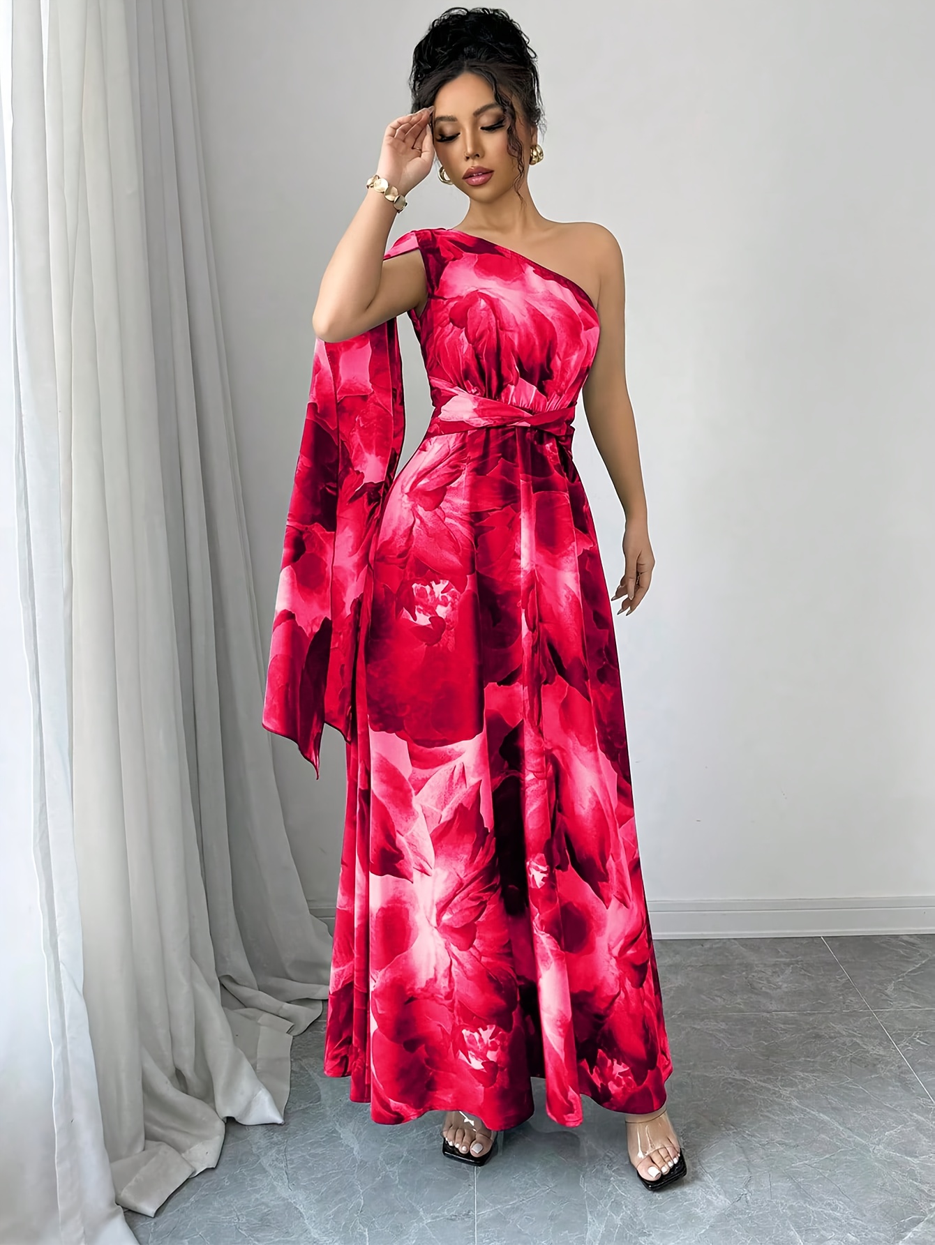 green emerald velvet dress Off White Tropical Printed Maxi Dress main image 1