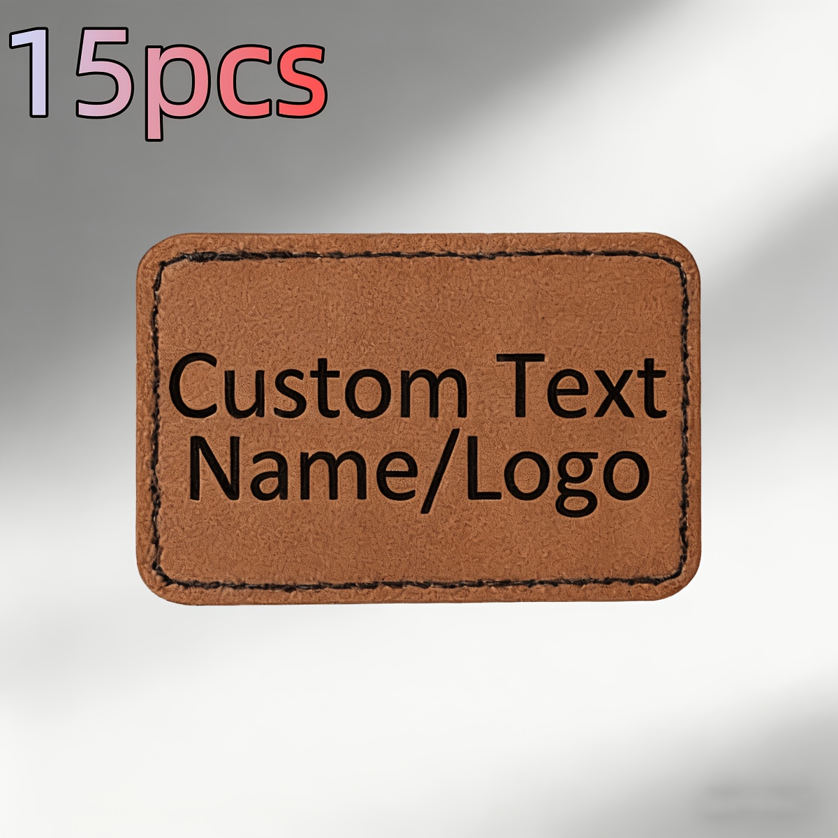 TEMU 15pcs Of Custom Laser- Faux Leather Patches, Personalized Faux Leather Tags, Sew-on Fabric Patches Suitable For Jeans, Hats, Backpacks, Clothing