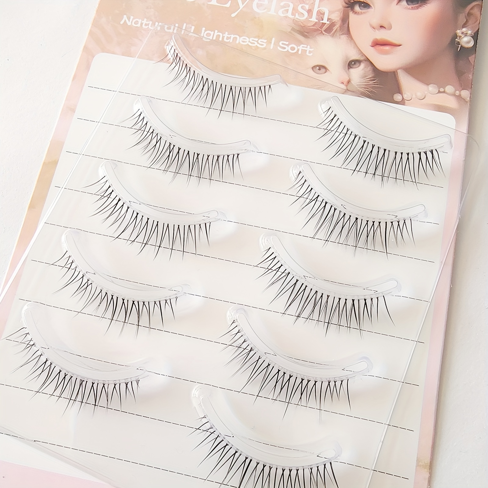 5 Pairs Japanese And Korean Eyelashes With Clear Natural Lashes Reusable