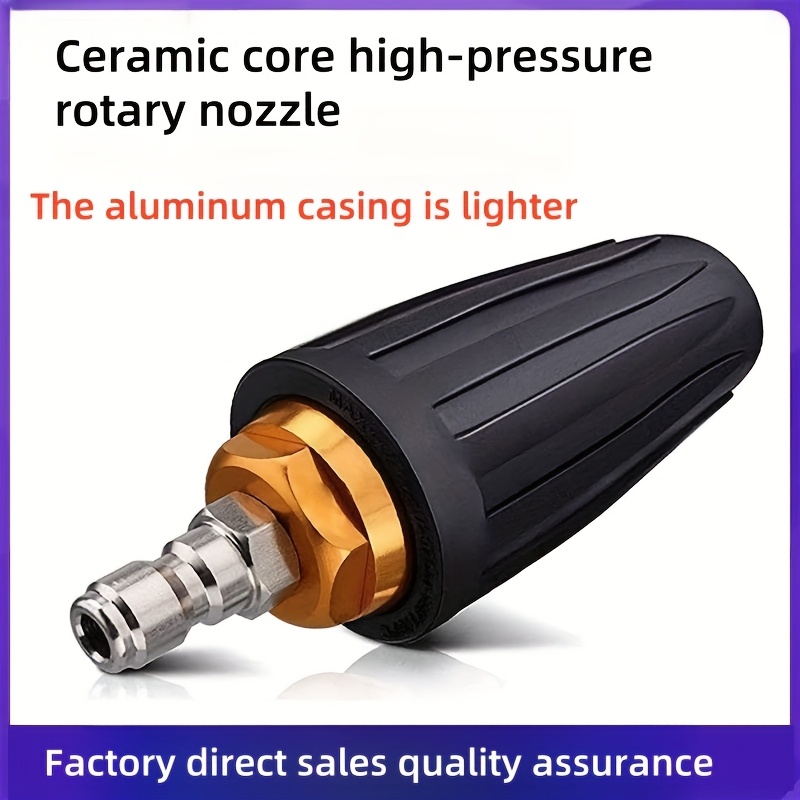 TEMU High-pressure Water Gun Accessory With Aluminum Housing, Rotating Nozzle, Ceramic Core, And 1/4