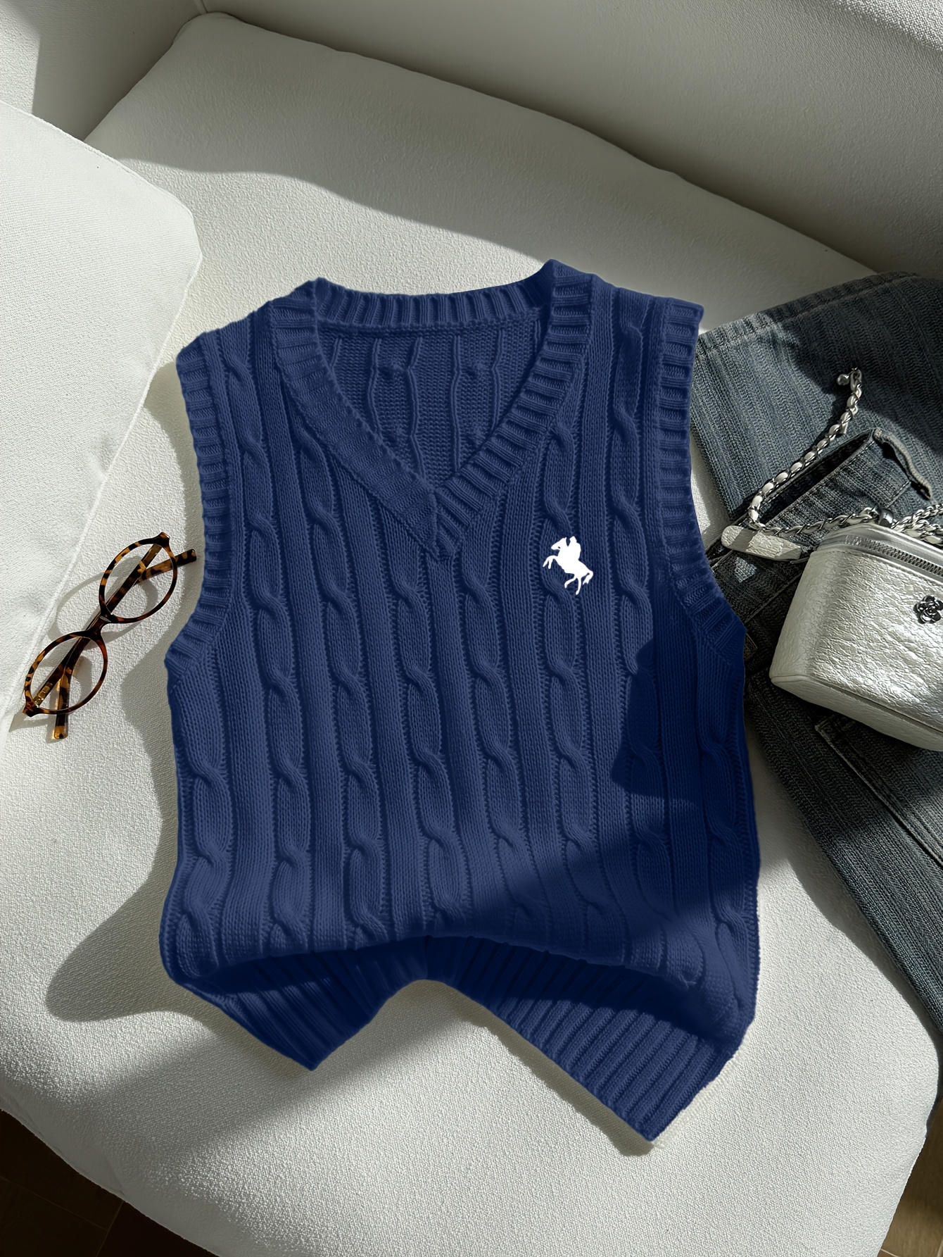 qd1020073   style womens spring summer new arrival elegant casual   outing college style textured   neck sleeveless sweater vest
