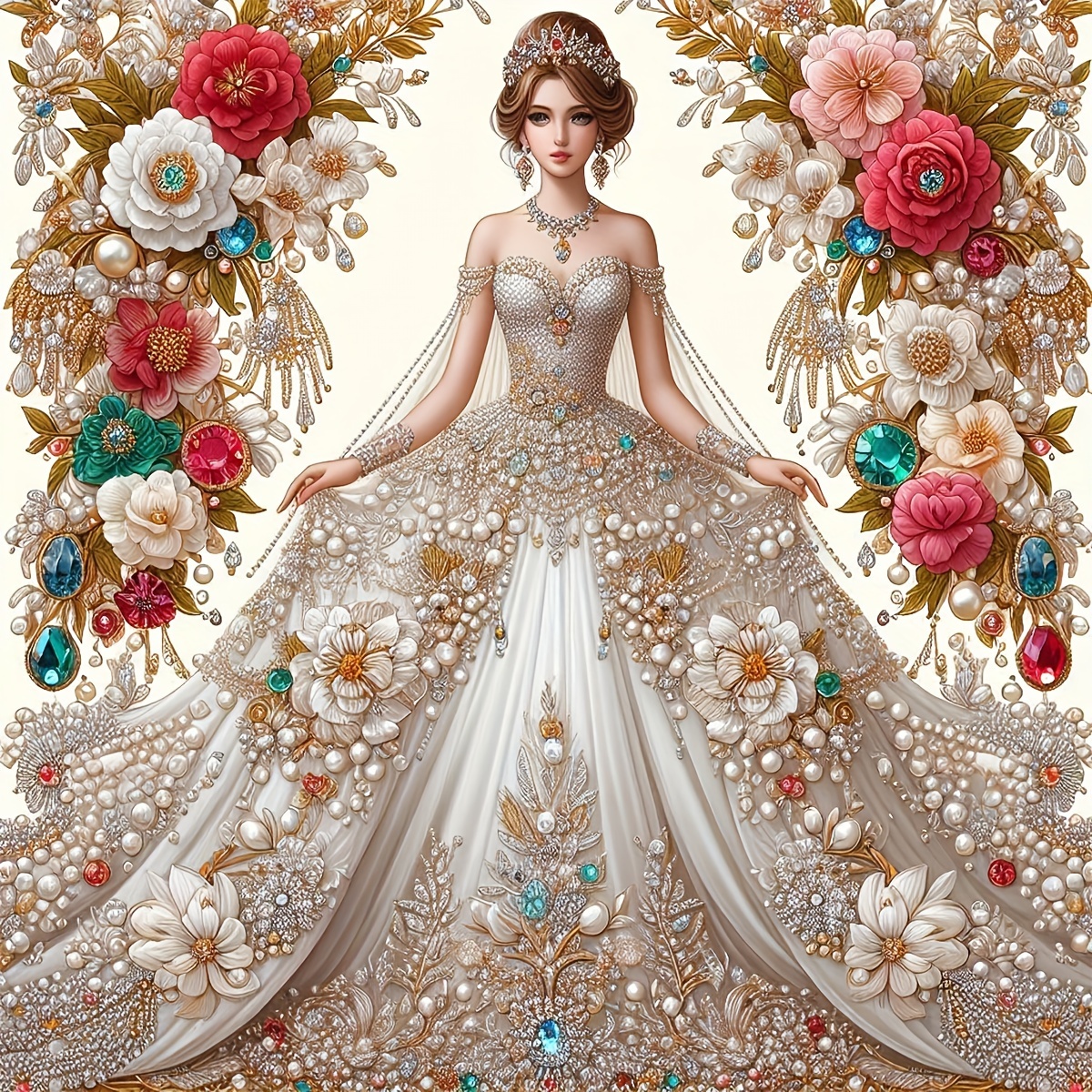 

5d Diy Diamond Painting Kit - Elegant Gown Princess Theme, Full Drill Round Diamond Art, Embroidery Mosaic Craft Kit, Creative Handmade Gift, Home Decor Wall Art, 30x30cm/11.8x11.8inch