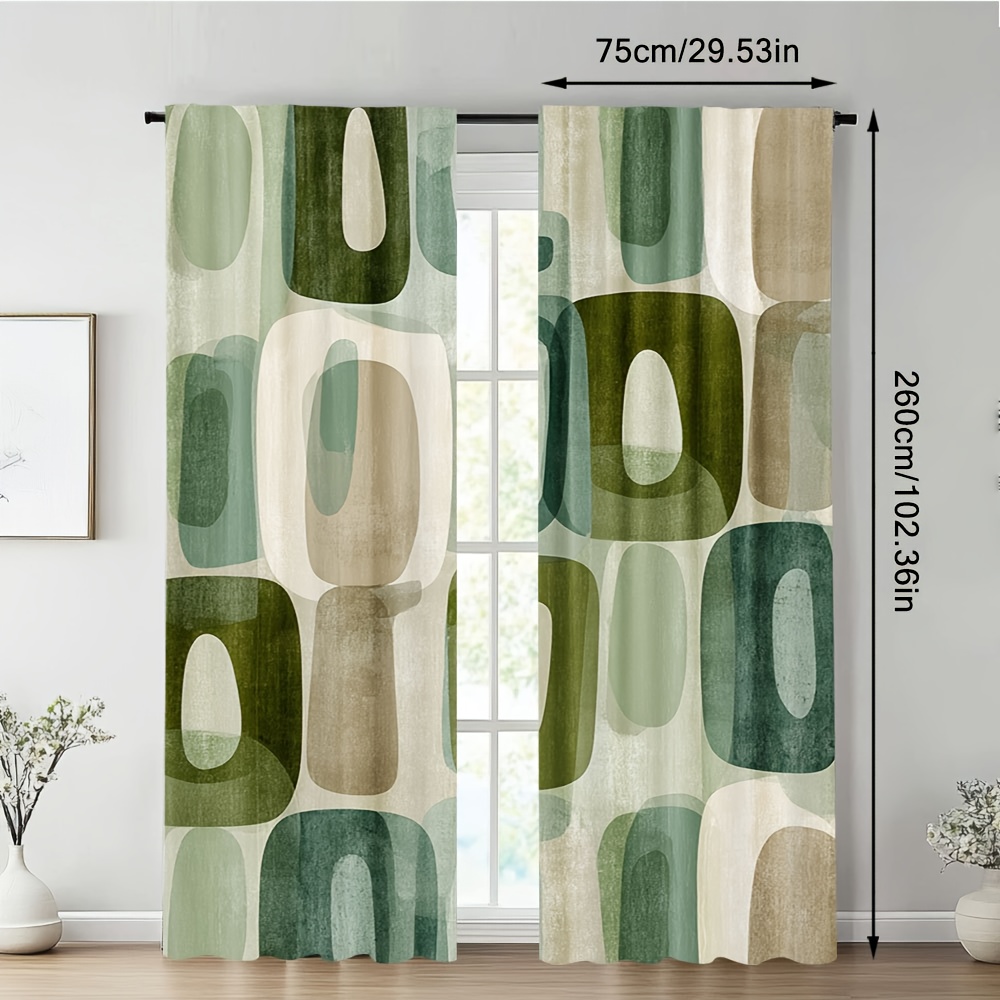 TEMU Tende decorative 2D piatte - Set di due, tende decorative per festival, con design ovale verde 2D piatto. Vengono con un sacco per bastone per
