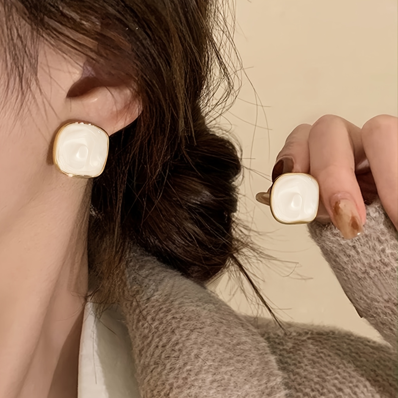 TEMU 1 Pair Of Easy, Elegant, And Exquisite Blocks With A High-end Design For Women's Wedding Banquets, Daily Commuting, And Fashionable Earrings