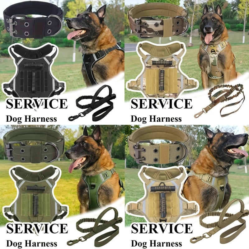 Three-Piece Tactical Set for Medium to Large Service Dogs, Harness, Leash & Collar